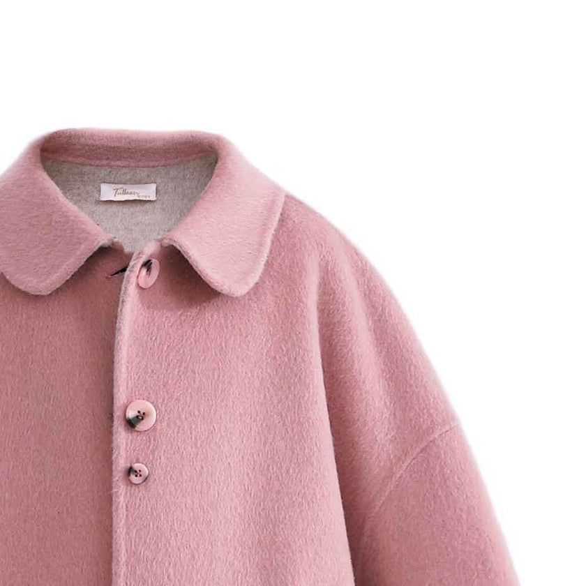 Pink Wool Coat with Peter Pan Collar