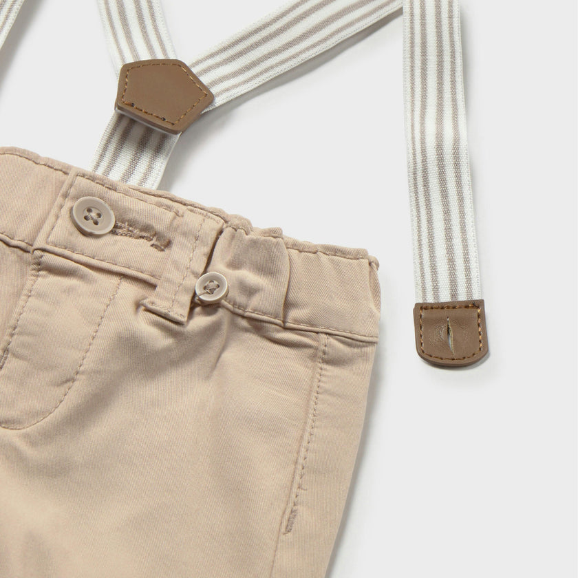 Beige Pants Baby With Suspenders