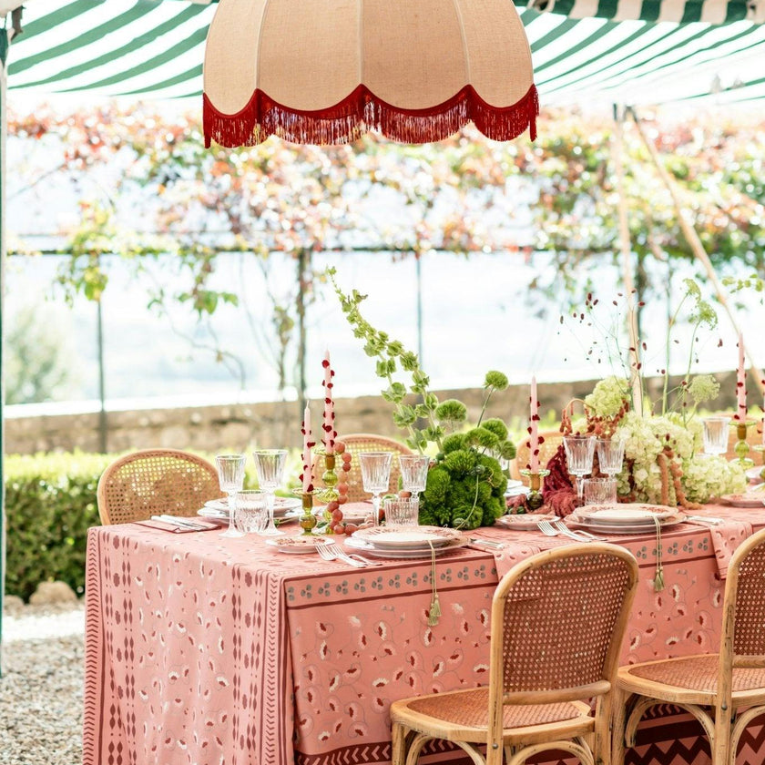 La Leccia Zig-Zag Tablecloth in Dark Pink