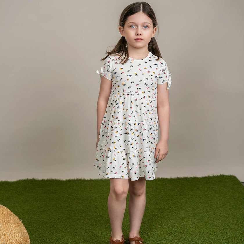 Multi Flower Print Dress Pink