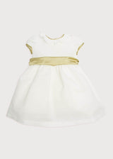 Flower Girl Ivory Dress with Green Silk Sash (6mths-10yrs)