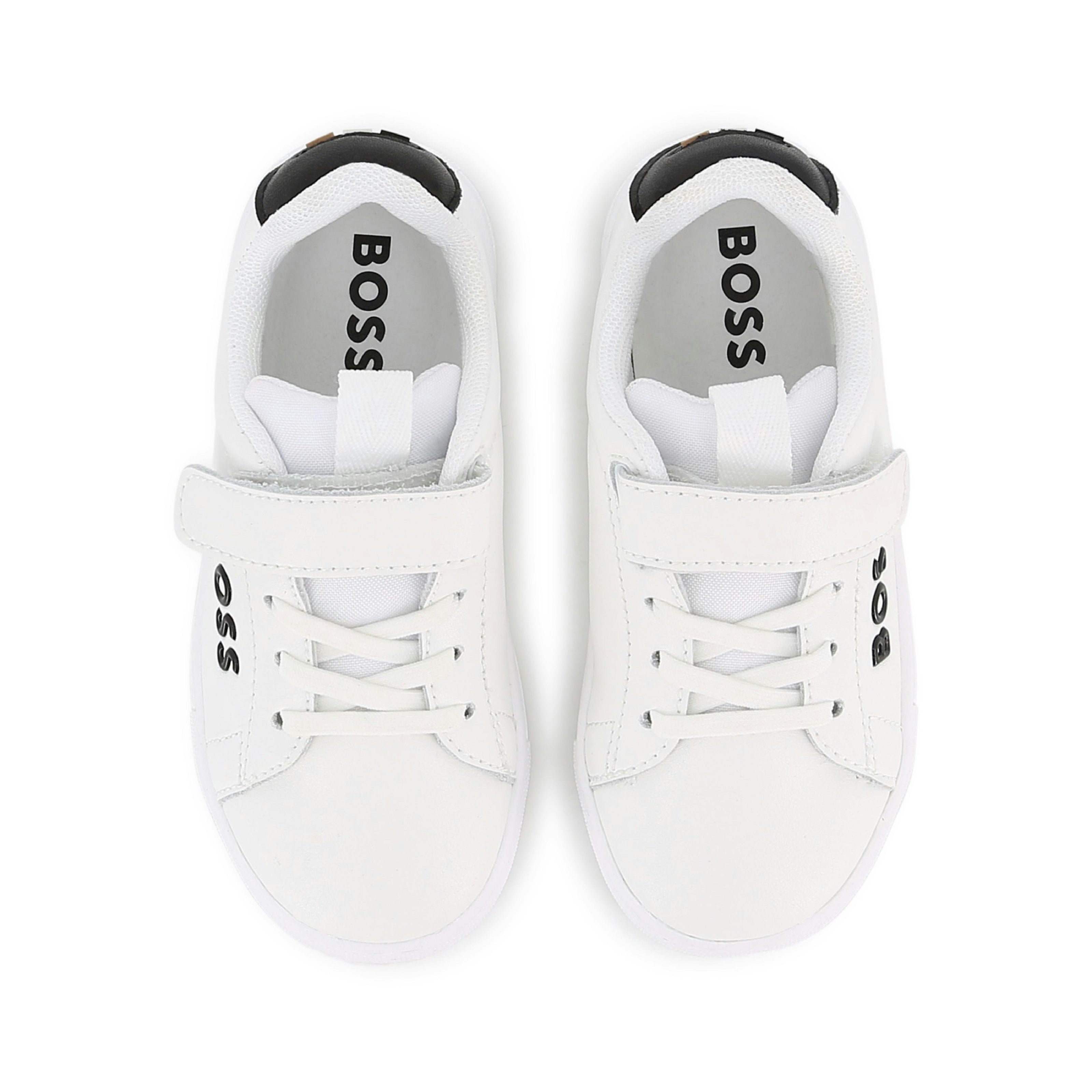 White BOSS Strap Sneakers