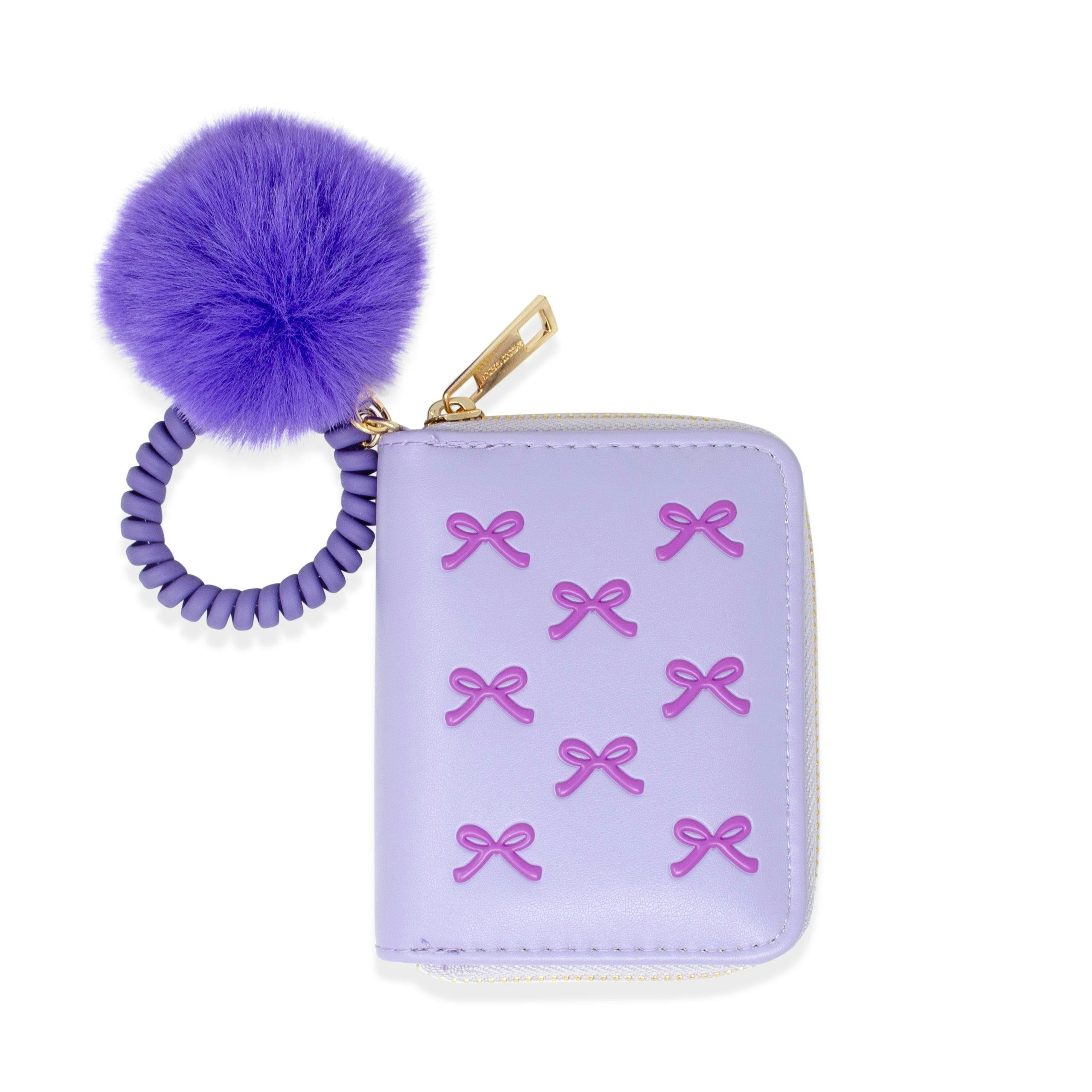 3D Bow Pom Pom Zip Wallet