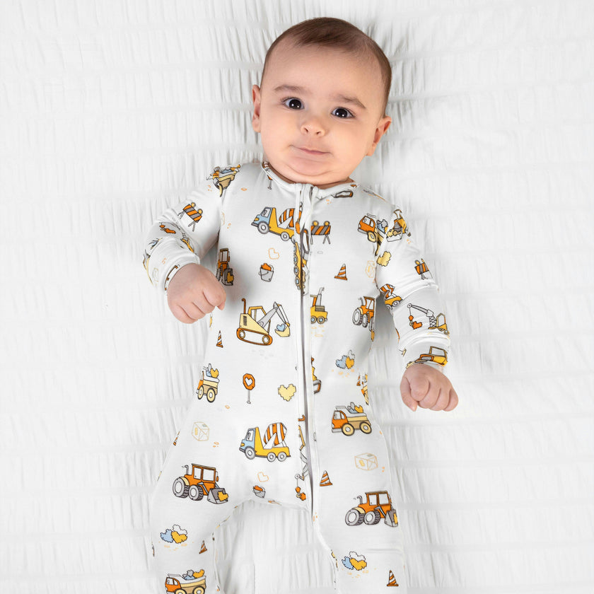 Love Trucks White Bamboo Convertible Footie