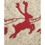 Handmade Christmas Pillow Hand Felted Wool - Red Reindeer Gray - 12"x24" Arcadia Home