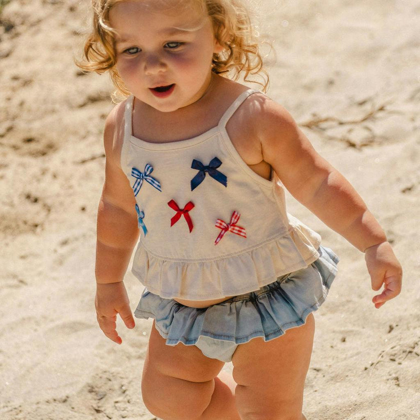 Ruffle Bloomer Set in Denim