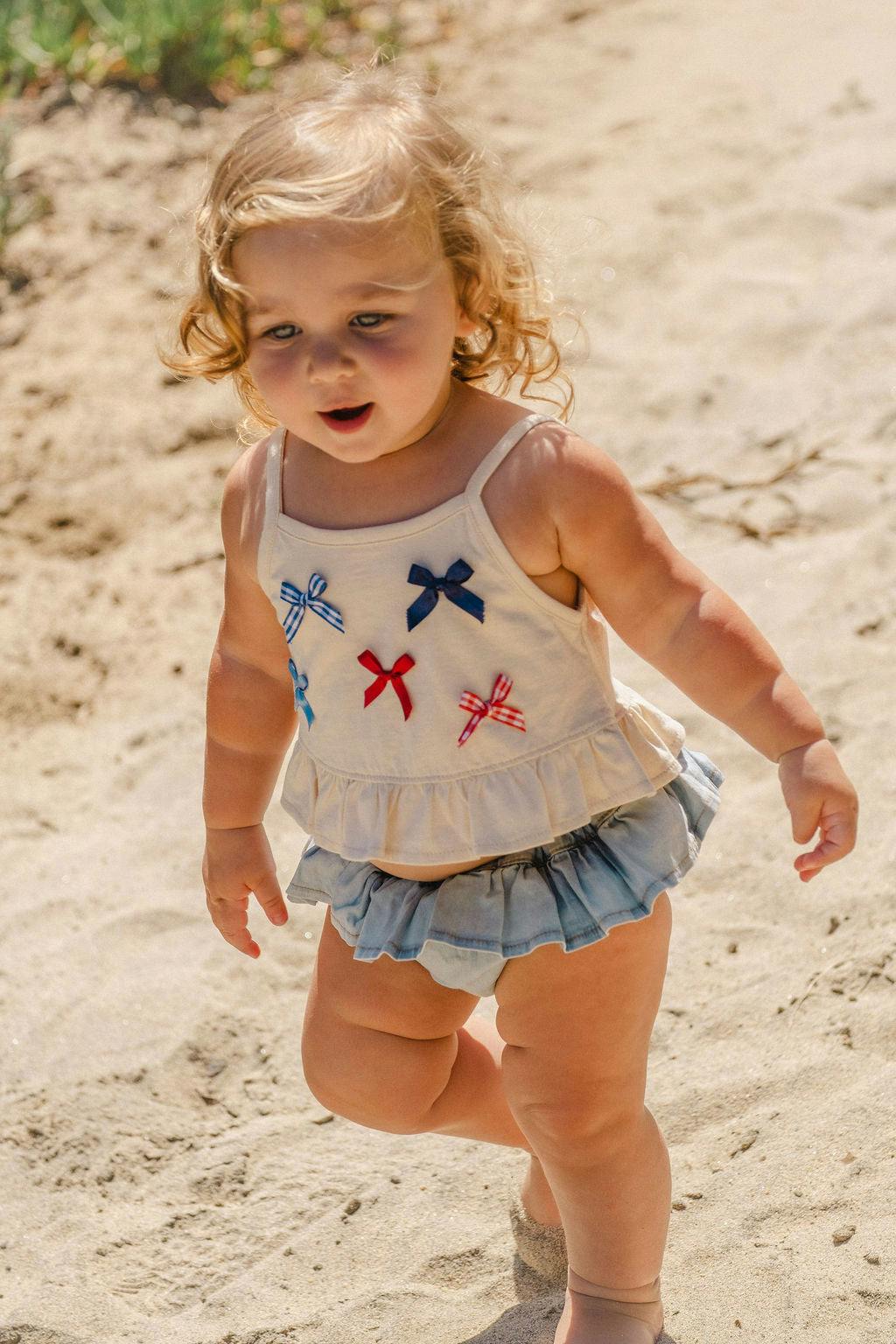 Ruffle Bloomer Set in Denim