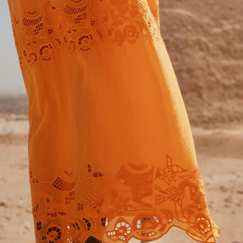 Ilio Dress in Marigold Embroidered Deco