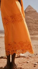 Ilio Dress in Marigold Embroidered Deco