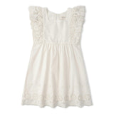 Organic Eyelet Flutter Dress - Ivory Eyelet