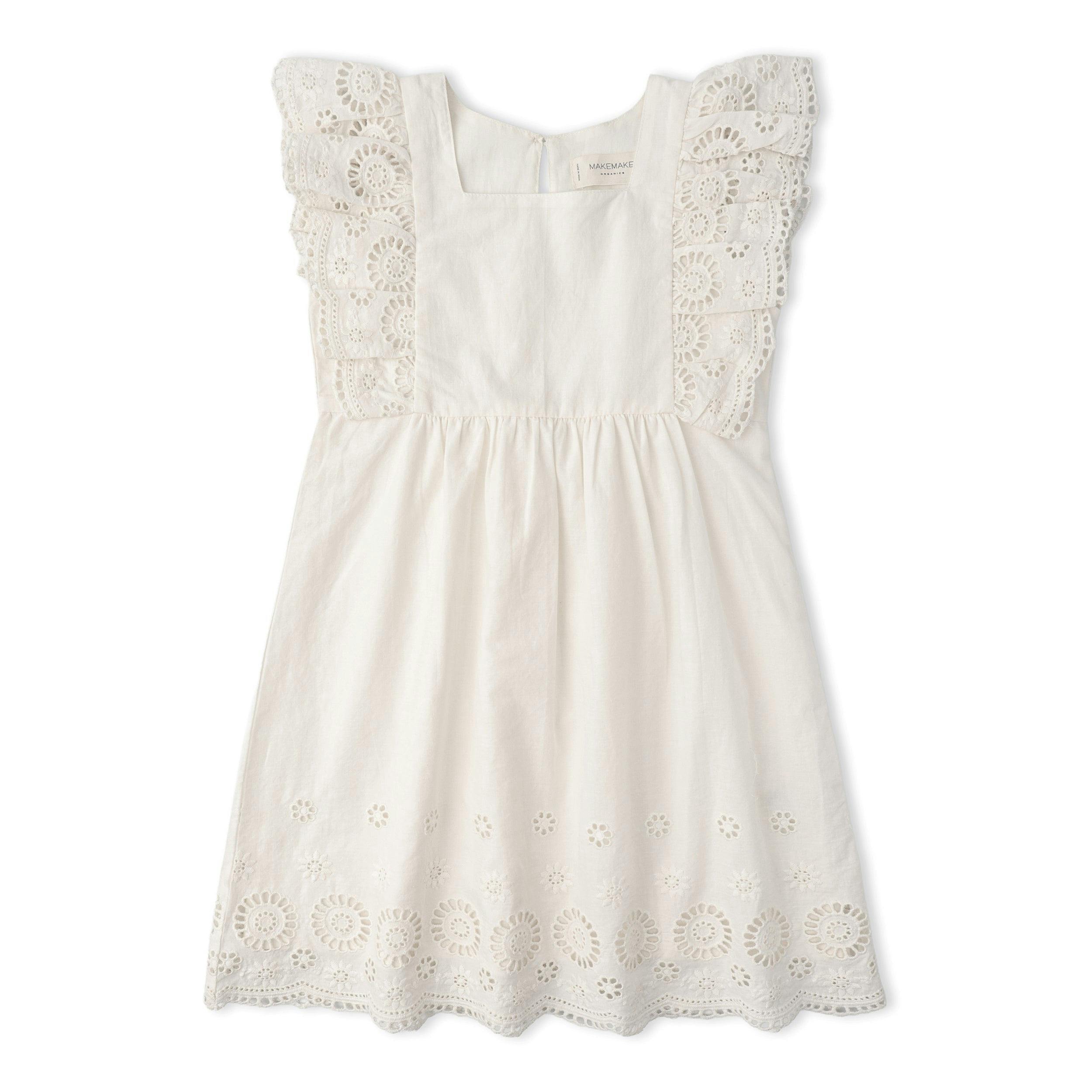 Organic Eyelet Flutter Dress - Ivory Eyelet