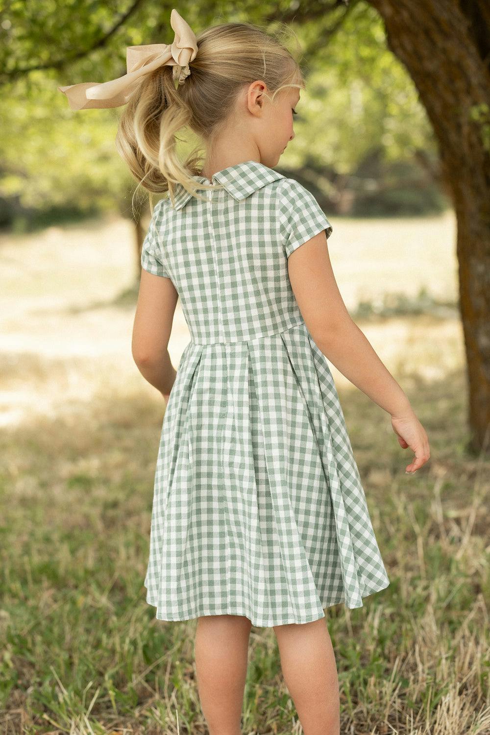 Mini Amber Dress in Sage Gingham