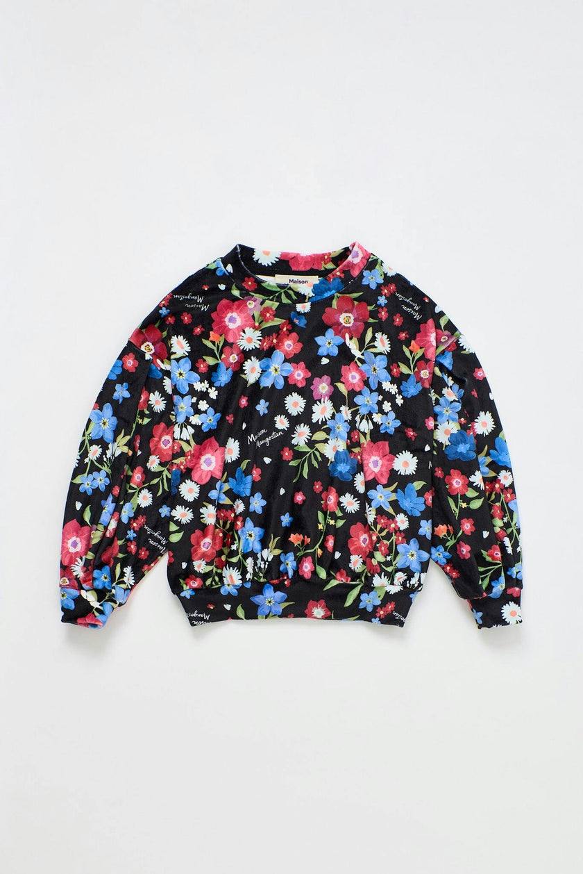 FLORECITAS VELVET SWEATSHIRT BLACK