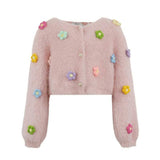 3D Rainbow Daisy Cardigan