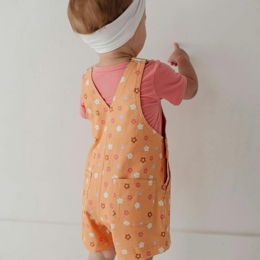Cotton Overalls Set in Desert Mist Blooms
