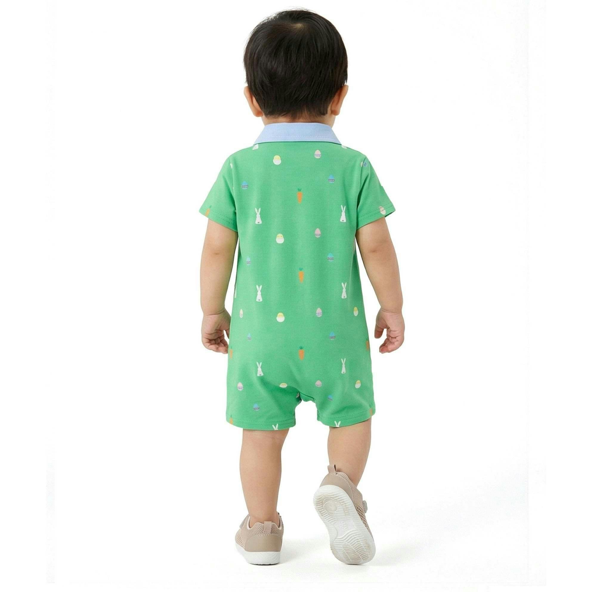 Infant Boys Printed Polo Romper | Bunny & Carrot
