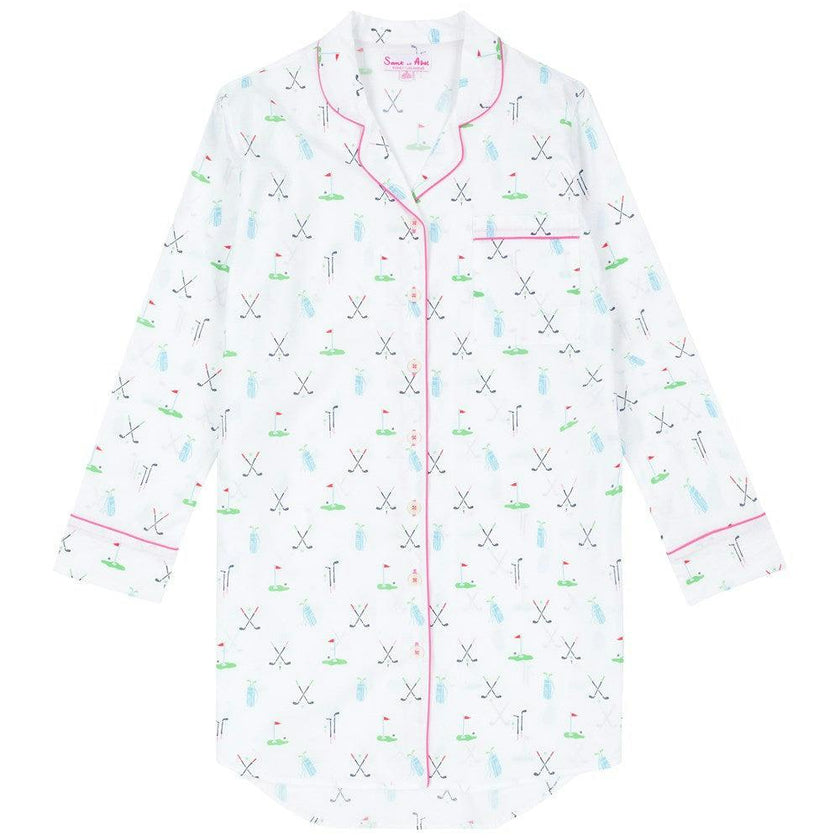 Women's Golf Night Shirt - Organic Cotton Poplin
