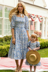 Madeline Dress in Ditsy Cobalt Floral