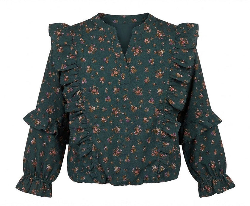 Katie Top Evergreen Vintage Floral