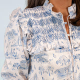 Women's Lizzie Shirt - Dallas Print (Blue)