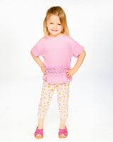 Crinkle Jersey Long T-Shirt With Crochet Insert