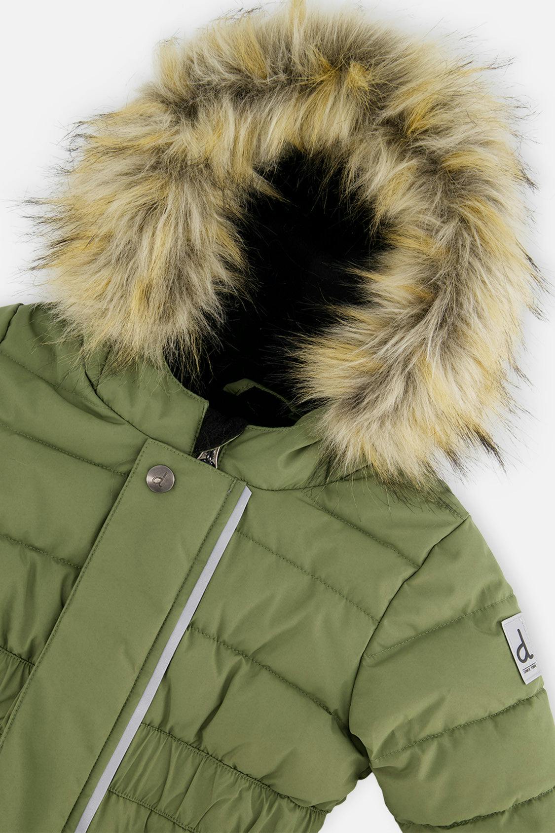 Baby Original One Piece Puffy Snowsuit With Removable Mittens And Boots Olive Green