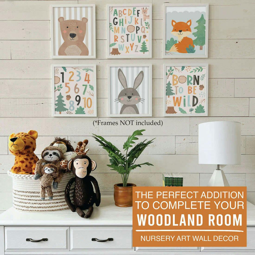 6-Piece Woodland Girl Baby Closet Dividers & 6-Piece Nursery Wall Art Prints Baby Shower Gift