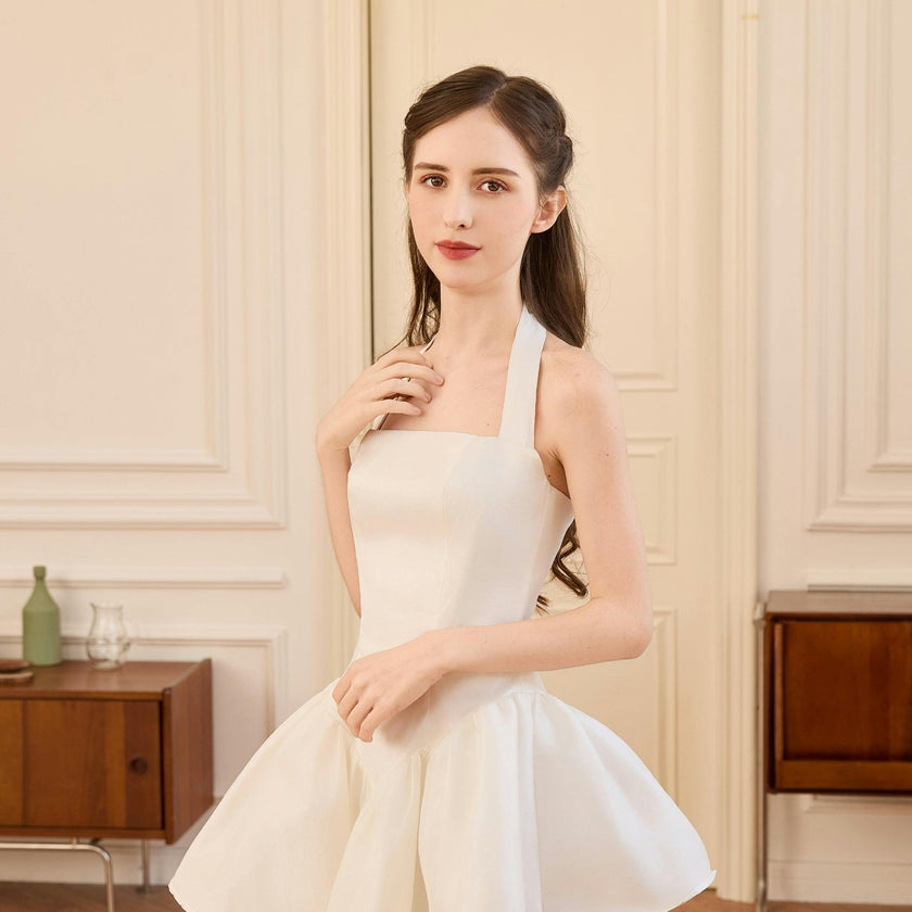 White Ladera Halter Flared Dress