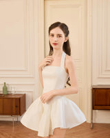 White Ladera Halter Flared Dress
