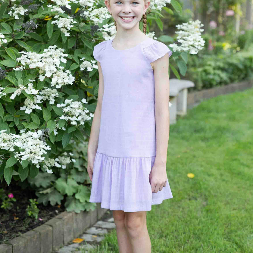 Crinkle Lawn Dress With Shirred Hem Ruffle
