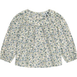 Sadie Side Floral Peter Pan Collar Bubble Sleeve Blouse, Cream