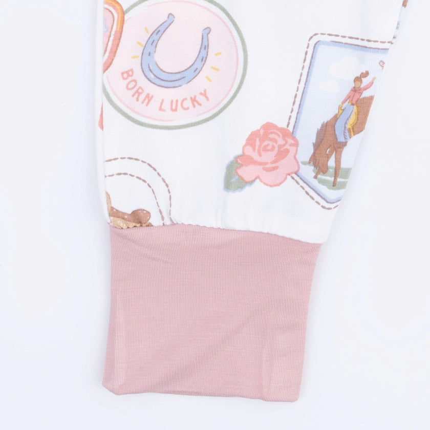 Rodeo Patches Pink - Short Sleeve Loungewear Set