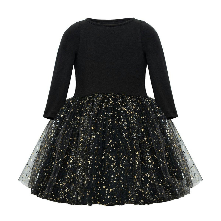 Shiny Black Dress Set