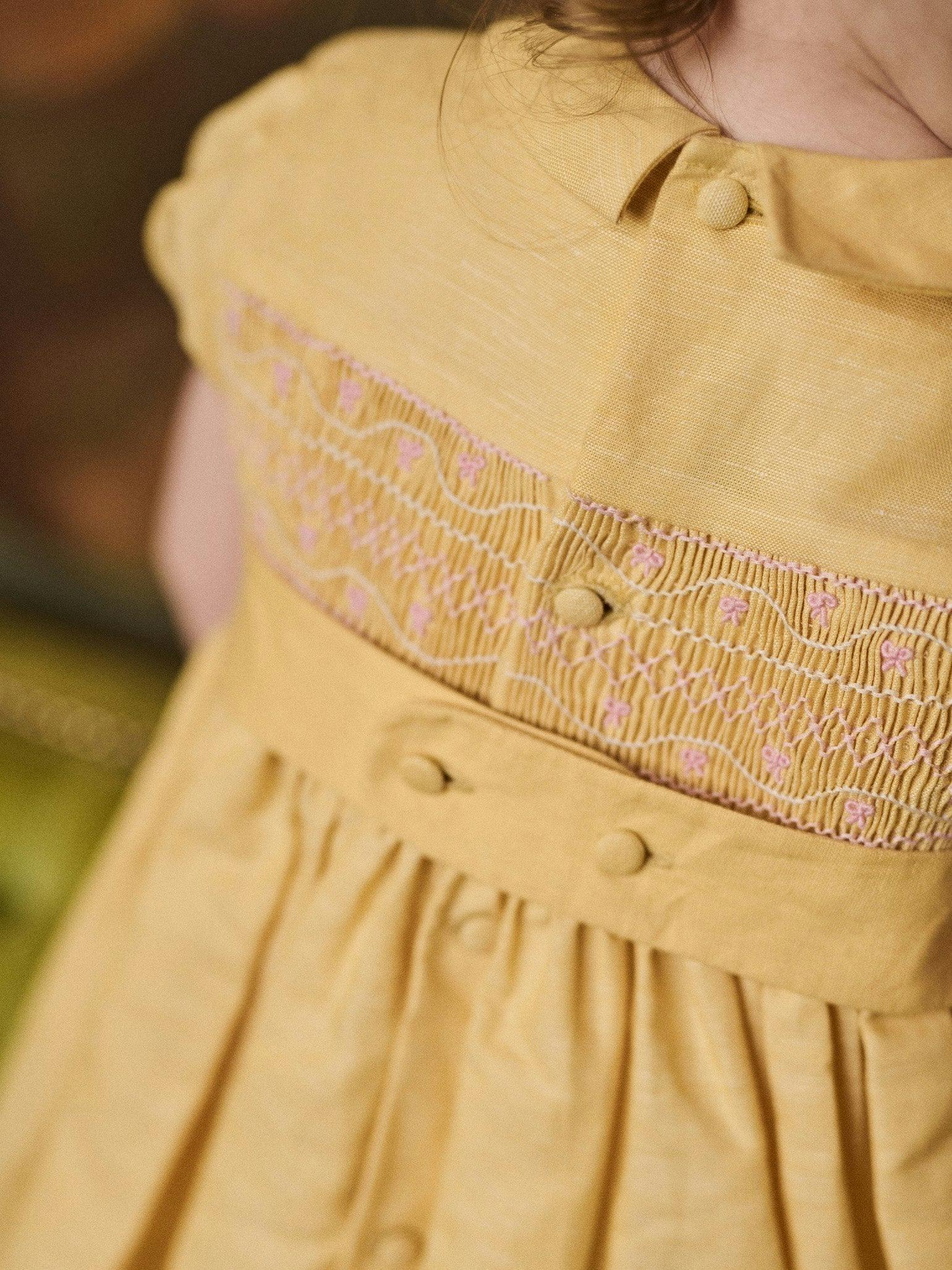 Nicky Hilton x La Coqueta Lemon Dolly Baby Girl Hand-Smocked Set