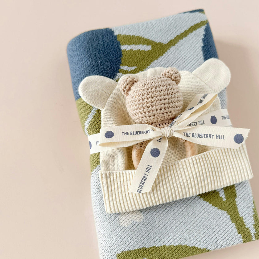 Cotton Crochet Bear Rattle Teether, Brown