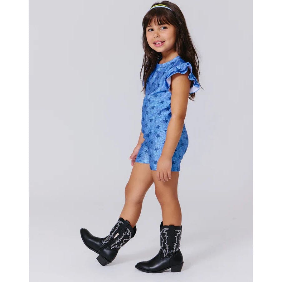 Girls Hi-Shine Ruffle Crop Top