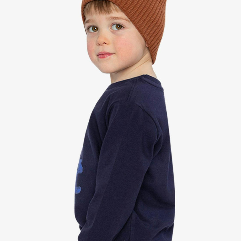 Long Sleeve Organic Cotton T-Shirt Dark Blue And Orange