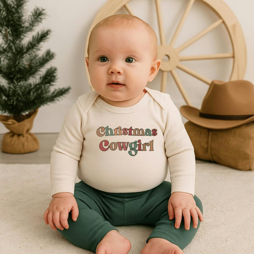 long sleeve graphic bodysuit | christmas cowgirl