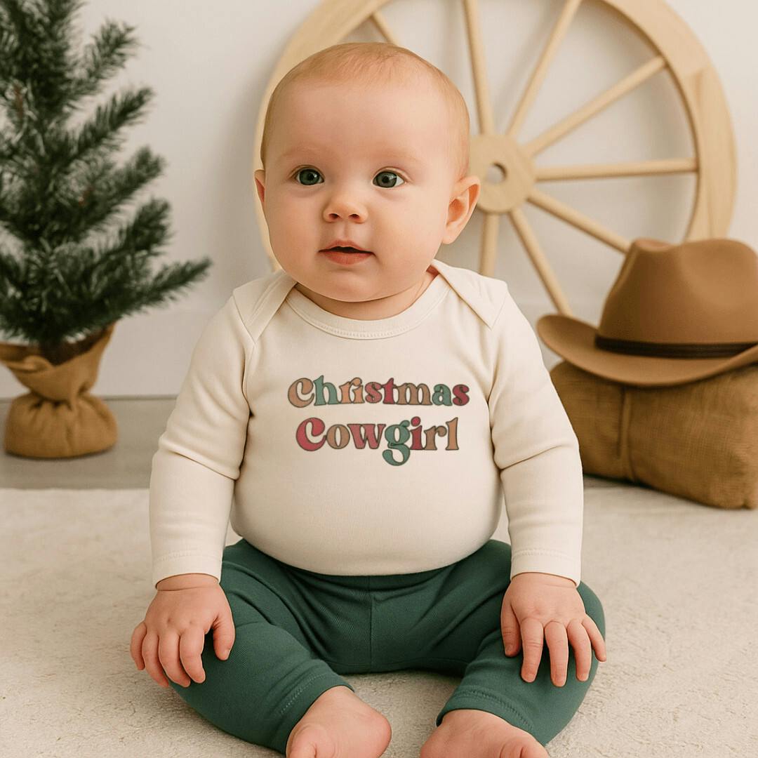 long sleeve graphic bodysuit | christmas cowgirl