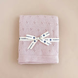 Blush Pique Blanket Pink Flower Rattle Gift Set