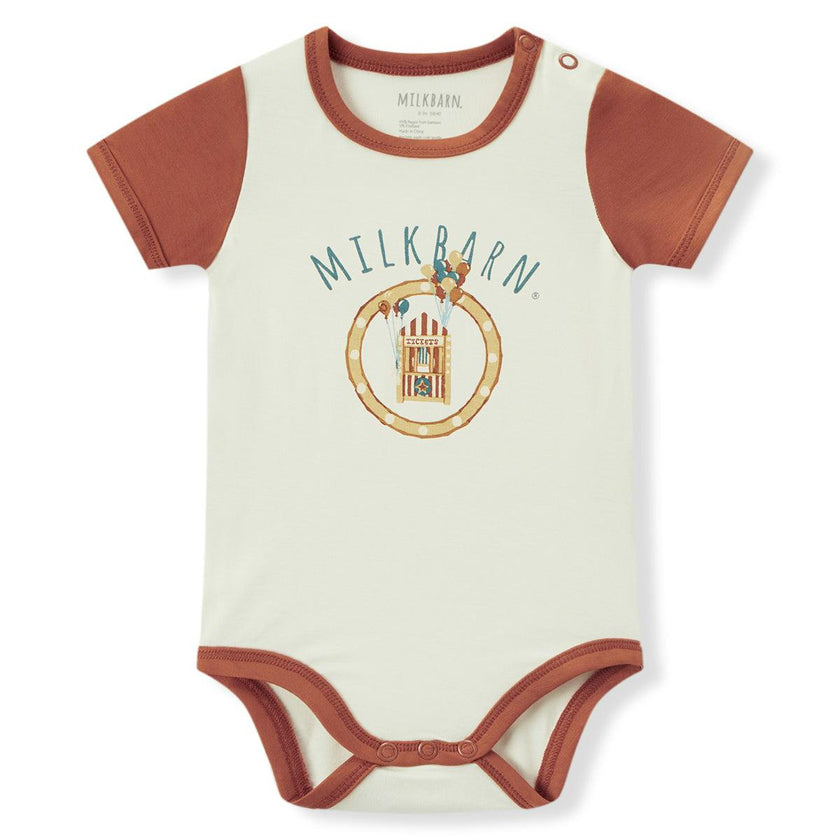 Milk Tea Bamboo Stretch Short Sleeve Sport One Piece