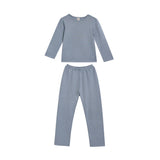 Blue Solid Wool-Blend Pajama Set