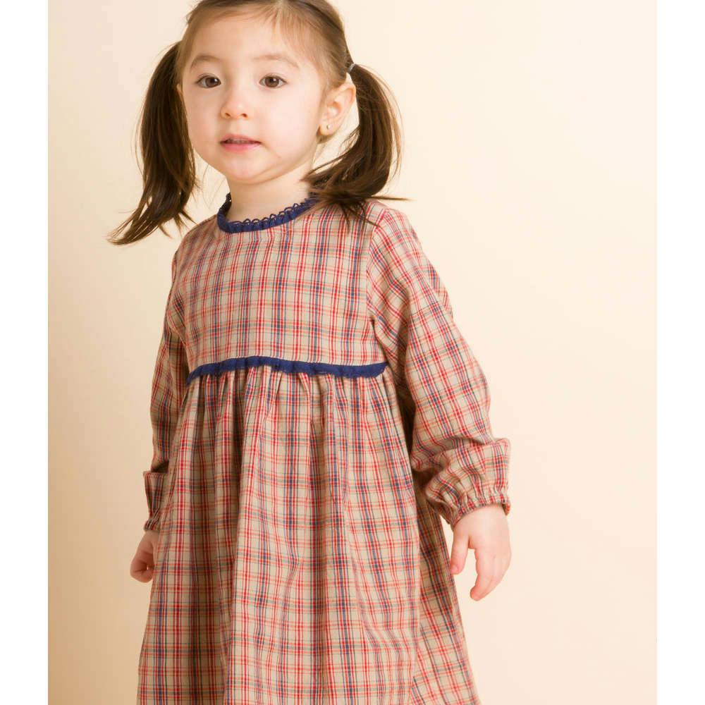 Toddler Long Sleeves Dress with Lace Trim