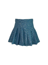 Denim Sparkle Pleated Short Skirt