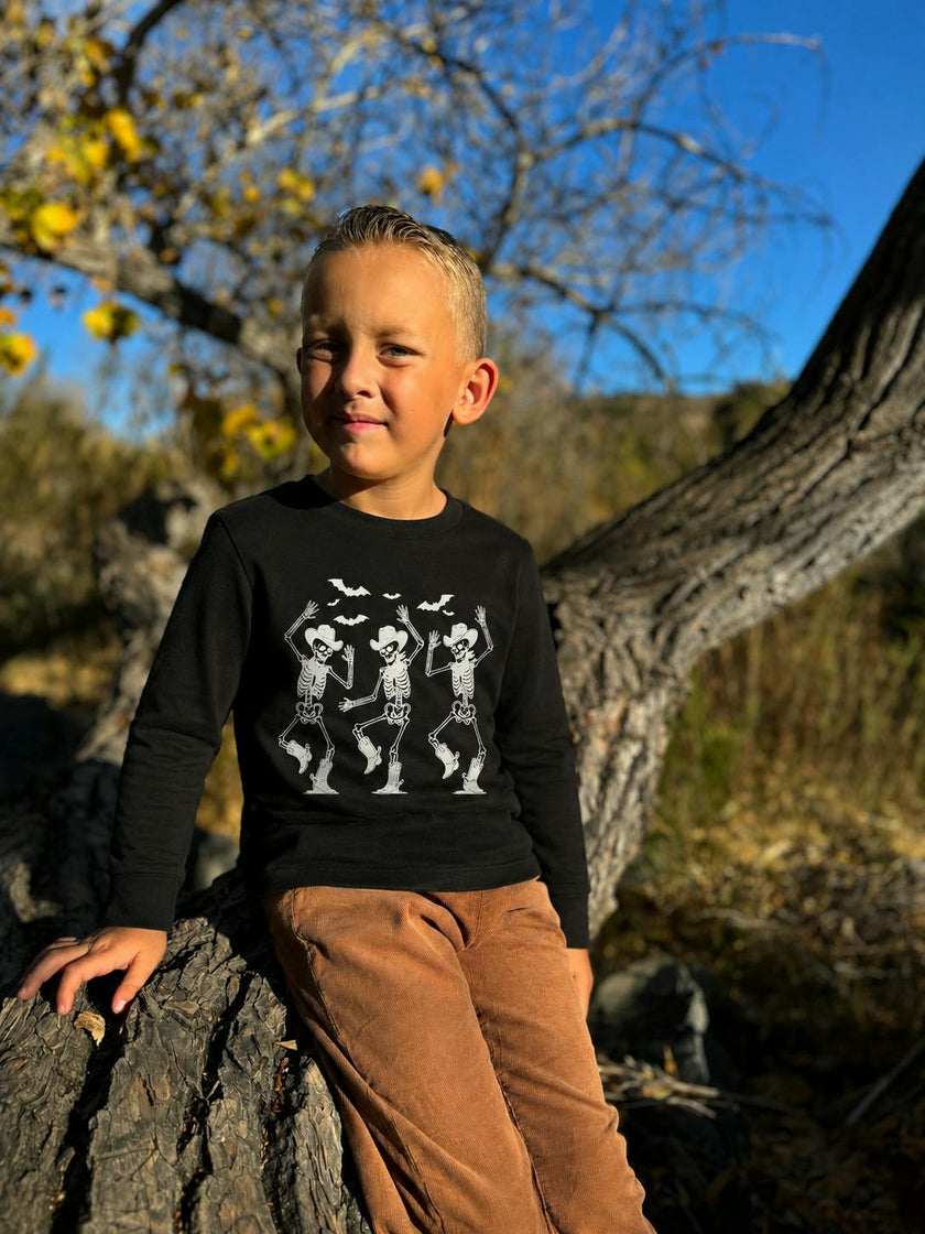 CHEROKEE Dancing Cowboy Skeleton Printed Glow in the dark Tee