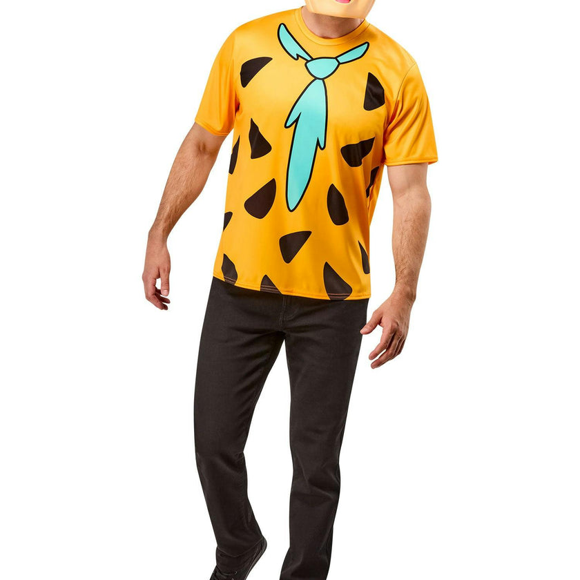 Men's The Flintstones Ben Cooper Fred Flintstone T-Shirt and Half Mask