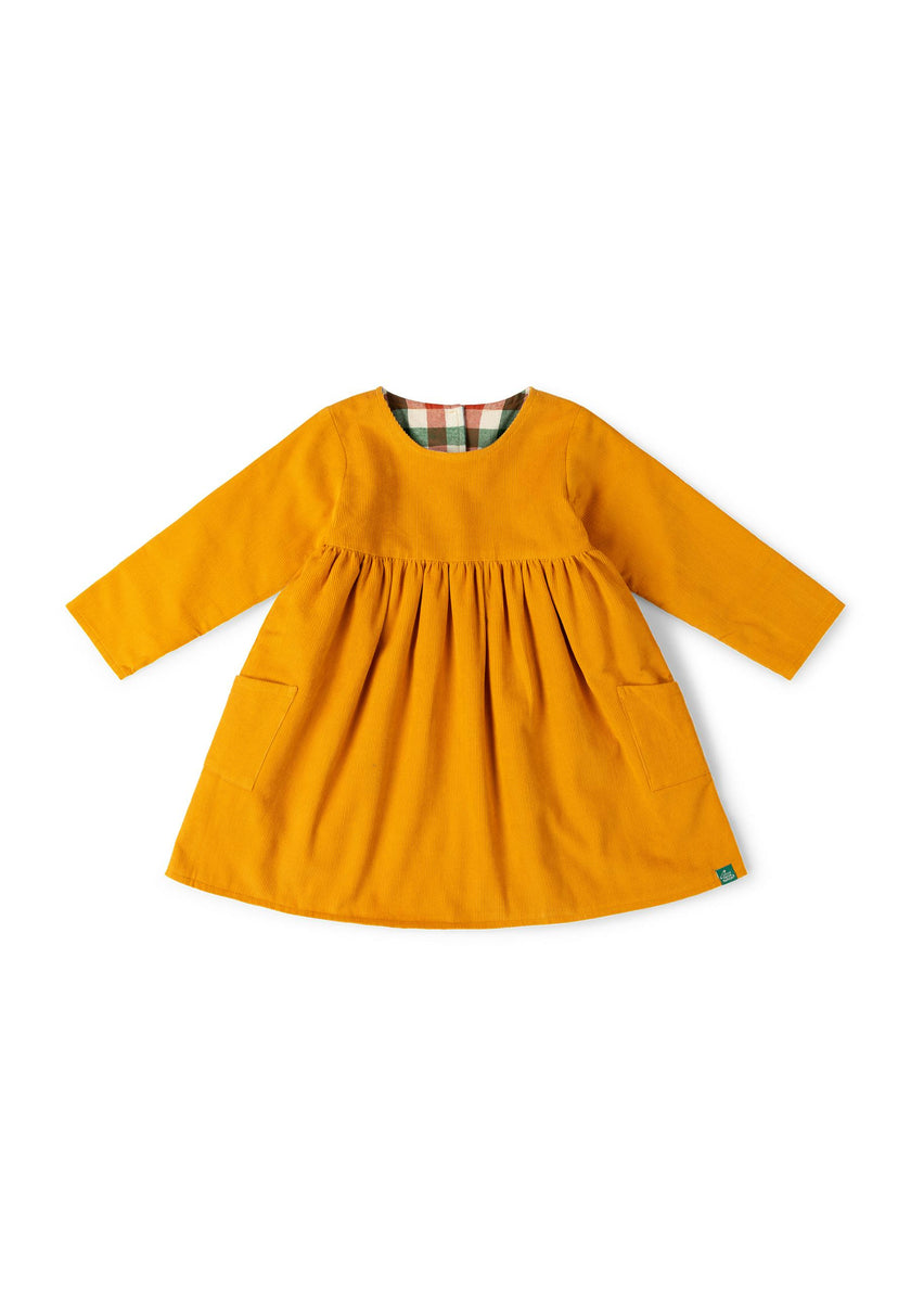 Sunflower Reversible Corduroy Pocket Dress, Gold
