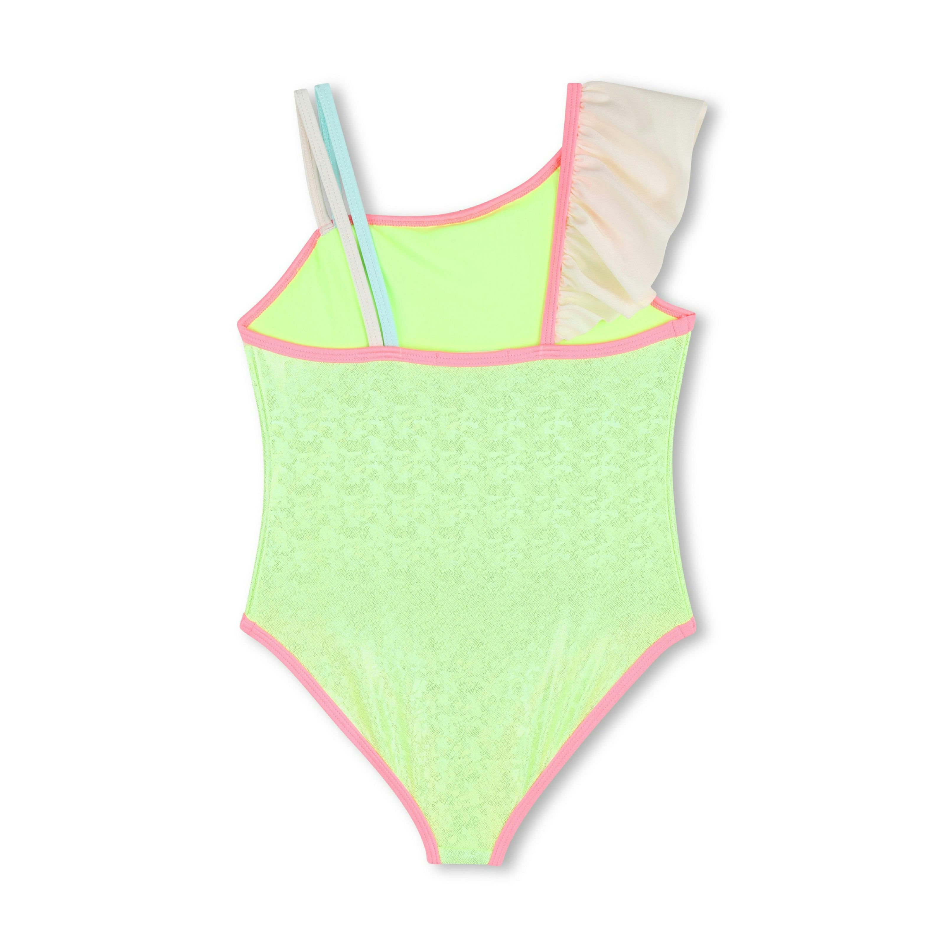 Green Lemon Swimsuit with Pastel Ruffle Straps