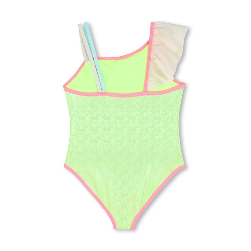 Green Lemon Swimsuit with Pastel Ruffle Straps