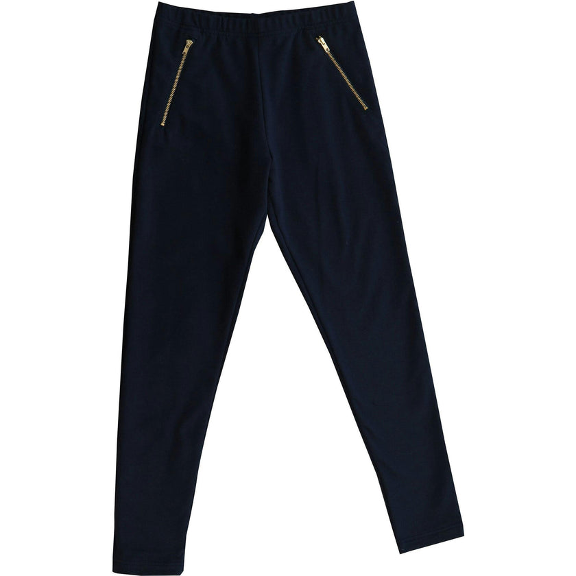 Zipper Tween Pocket Leggings, Navy